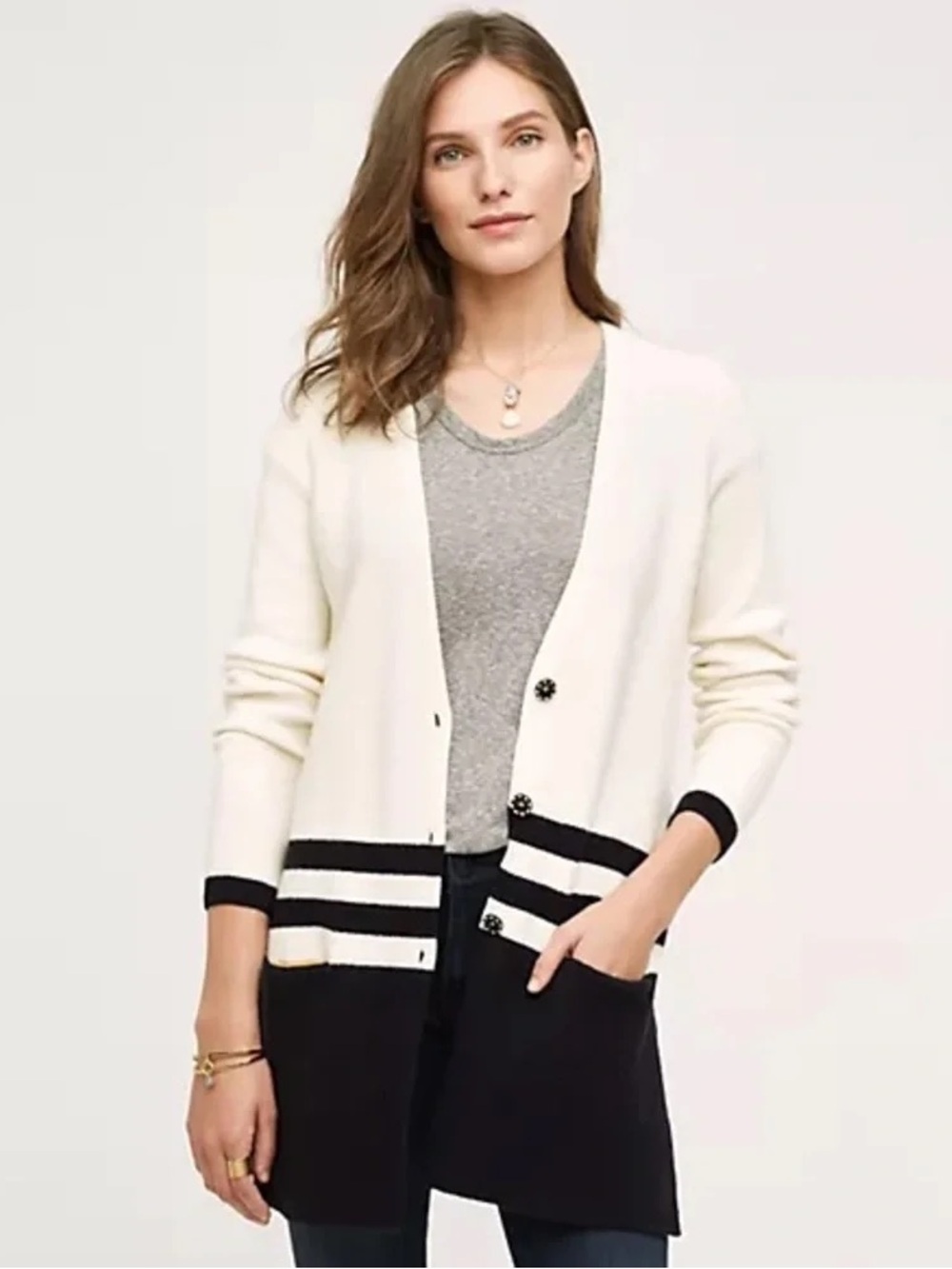 ANTHROPOLOGIE Two-Tone Cardi S